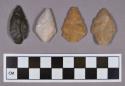 Chipped stone, projectile points, ovate and stemmed, includes jasper and quartz