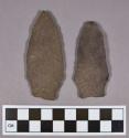 Chipped stone, projectile points, stemmed