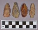 Chipped stone, stemmed and lanceolate projectile points and one preform biface