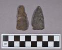 Chipped stone, triangular projectile point and side-notched projectile point with fragmented base