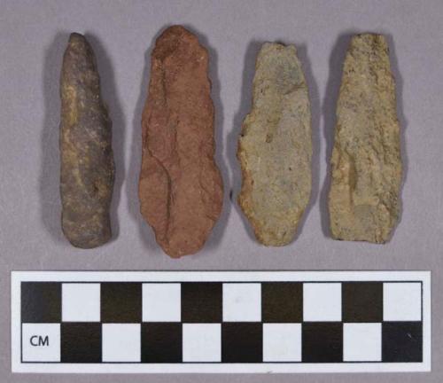 Chipped stone, stemmed projectile points and lanceolate bifaces, includes fragments