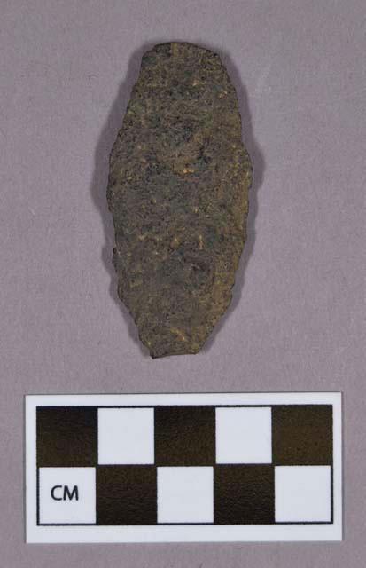 Chipped stone, projectile point, lanceolate; fragmented tip