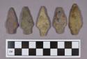 Chipped stone, projectile points, stemmed