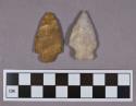 Chipped stone, projectile points, stemmed and bifurcate base