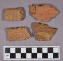 Ceramic, earthenware body and rim sherds, dentate, grit-tempered