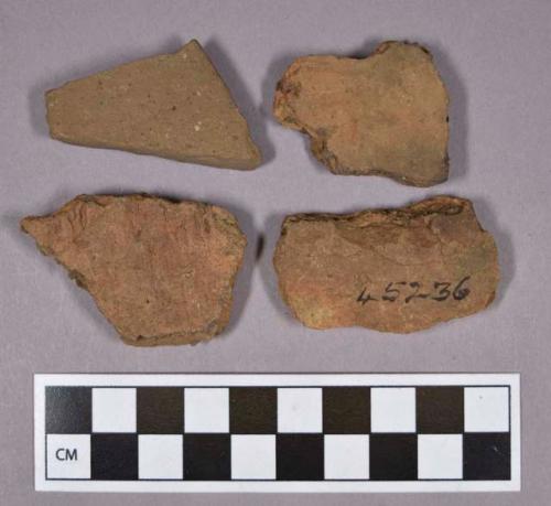 Ceramic, earthenware body sherds, undecorated and cord-impressed, grit-tempered