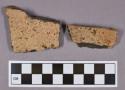 Ceramic, earthenware rim and body sherds, undecorated, dentate, and impressed, grit-tempered