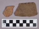 Ceramic, earthenware body and rim sherds, cord-impressed, pinched rim