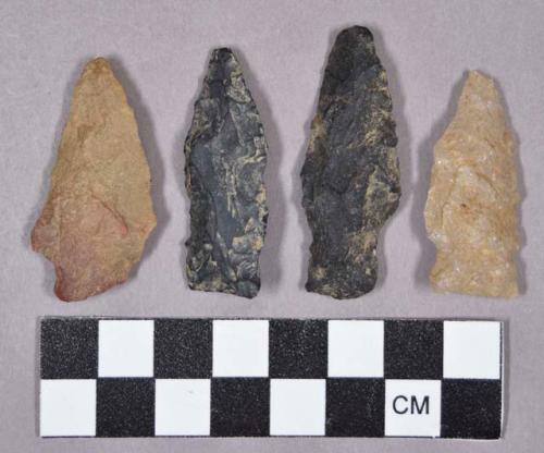 Chipped stone, projectile points, stemmed, includes quartz