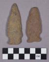 Chipped stone, stemmed and side-notched projectile points and one end scraper