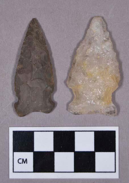 Chipped stone, projectile points, side-notched, includes one fragment