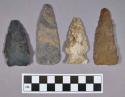Chipped stone, projectile points, stemmed, corner-notched, and lanceolate, includes jasper
