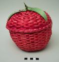 Covered strawberry-shaped basket