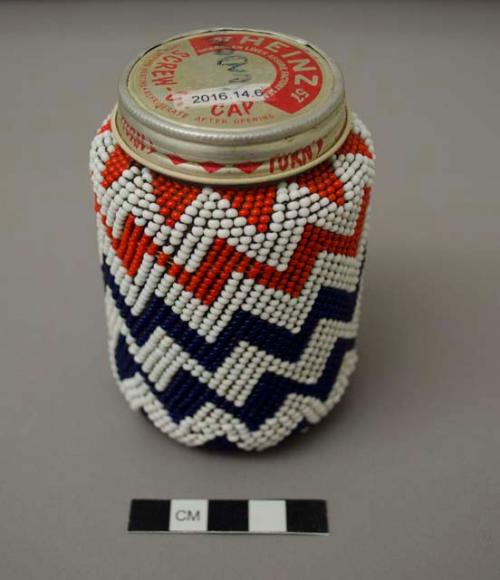 Beaded glass jar