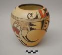 Polychrome jar with hook, feather and terraced motifs
