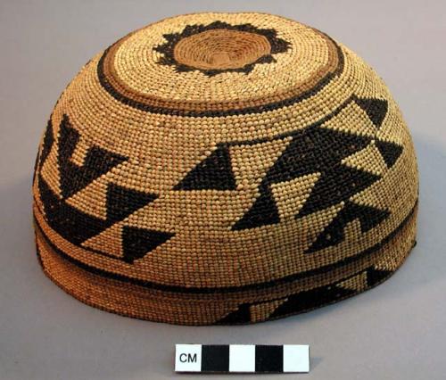 Twined basketry cap