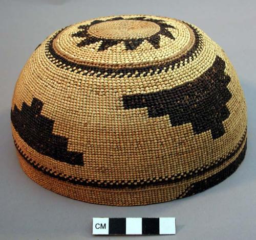 Twined basketry cap