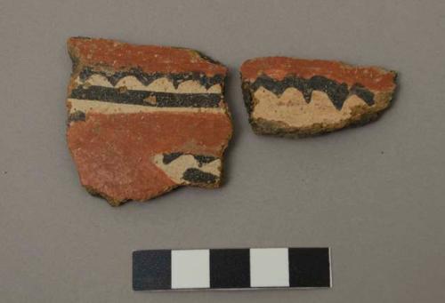 Body sherd, jar,  exterior black on white and red - tonto polychrome