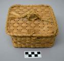 Square, lidded handkerchief basket
