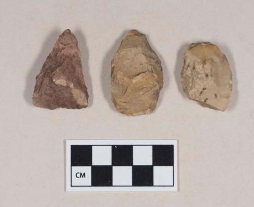 Chipped stone, projectile points, ovate; chipped stone, projectile point, triangular