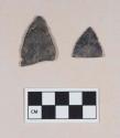 Chipped stone, projectile point fragments, one possibly side-notched