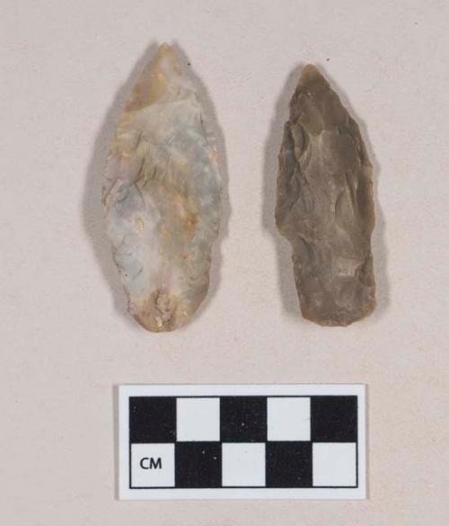 Chipped stone, chert projectile points, stemmed