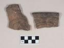 Ceramic, earthenware rim sherds, incised, Ramey design, one with incised rim, shell-tempered
