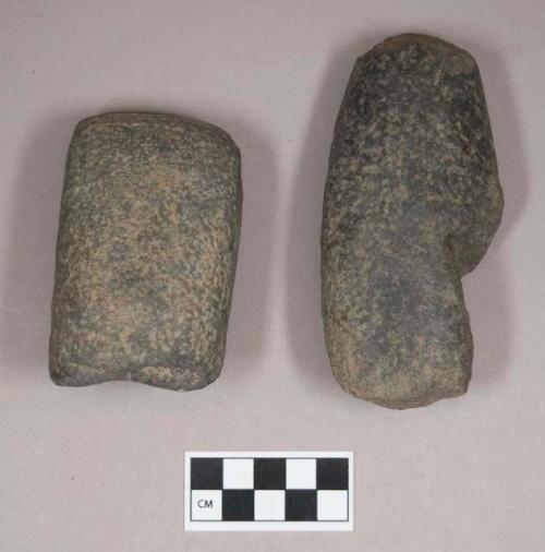 Ground stone, pecked and ground stone fragments, possible tool preforms