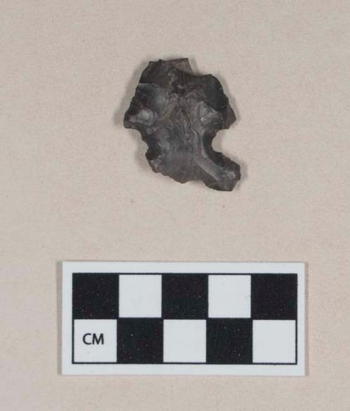 Chipped stone, projectile point, side-notched, possible bifurcated base, fragmented