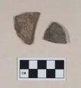 Chipped stone, biface fragment; chipped stone, flake