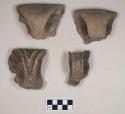 Ceramic, earthenware rim and handle sherds, incised, possible Ramie design, shell-tempered