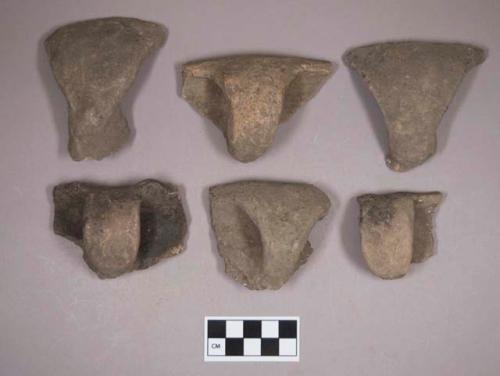 Ceramic, earthenware rim and handle sherds, undecorated, shell-tempered
