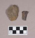 Chipped stone, biface fragment; chipped stone, biface, likely preform