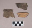 Ceramic, earthenware rim sherds, undecorated, shell-tempered