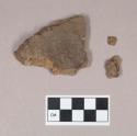 Ceramic, earthenware body sherds, cord-impressed, grit-tempered; three sherds crossmend
