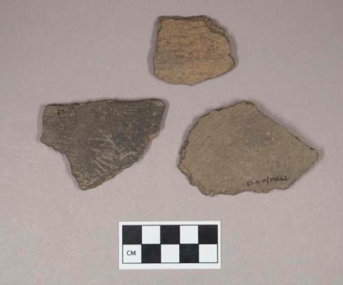 Ceramic, earthenware body sherds, cord-impressed, grit-tempered