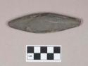 Ground stone object, oval shape with tapered ends