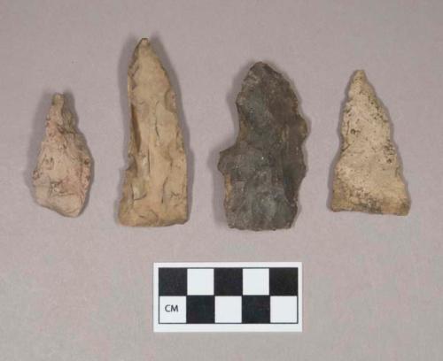 Chipped stone, projectile points, triangular, ovate, and stemmed