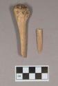 Animal bone fragment; worked animal bone fragment, possible beamer