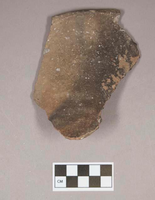 Ceramic, earthenware rim sherd, undecorated, shell-tempered