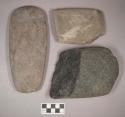 Ground stone, adze and adze fragment; ground stone, axe fragment