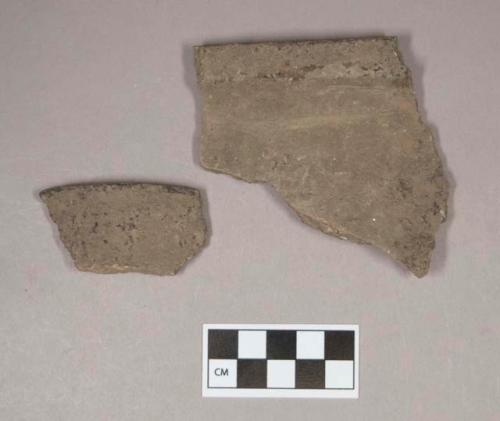 Ceramic, earthenware rim sherds, undecorated, shell-tempered