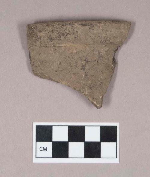 Ceramic, earthenware rim sherd, undecorated, shell-tempered