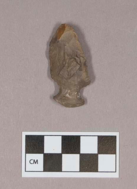 Chipped stone, projectile point, side-notched, possible preform, with cortex