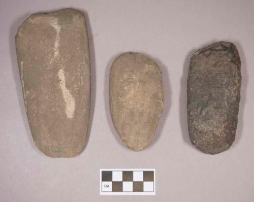 Ground stone, adzes; stone, possible adze preform