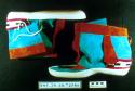 Pair of turquoise leather Kachina moccasins (A & B)