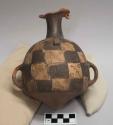 Ceramic bottle, polychrome geometric design, 1 molded lug