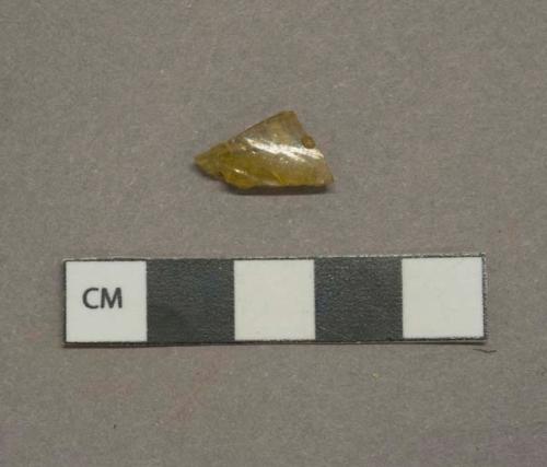 Yellow glass vessel fragments