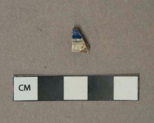 Cobalt decorated gray salt-glazed stoneware vessel body fragment, gray paste, molded decoration, likely westerwald type