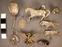 Pair of silver horses - hat ornaments, said to be 200 yrs. old